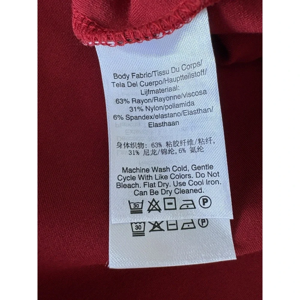 Donna Karan Red‎ Semi-Pleated Midi Fit And Flare Skirt Flirty Classic Size Large